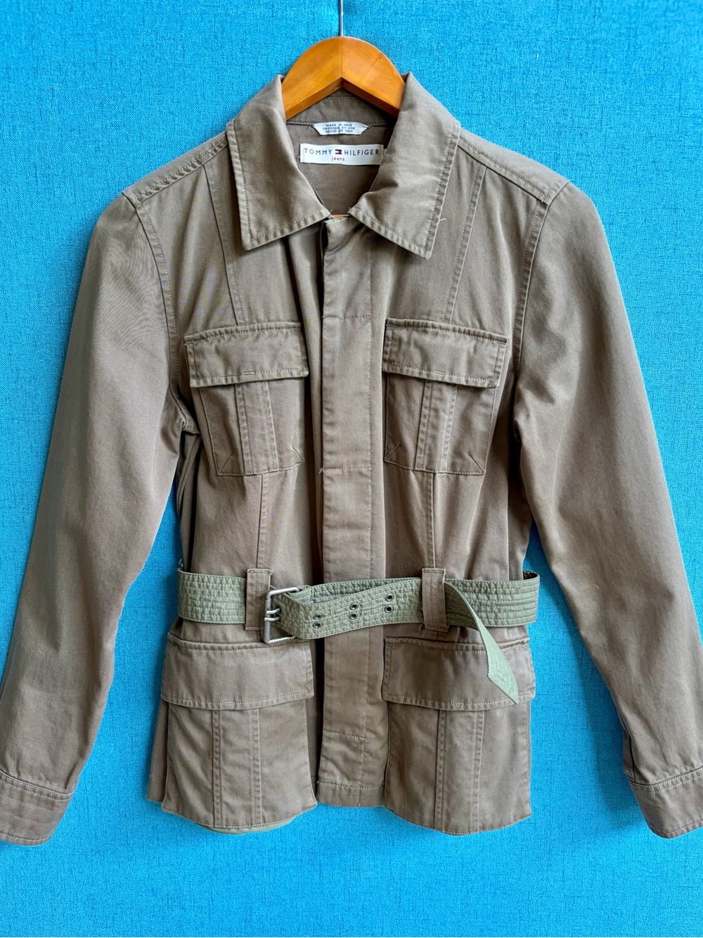 Tommy Hilfiger Olive/Tan Military Field Jacket with Waist Belt